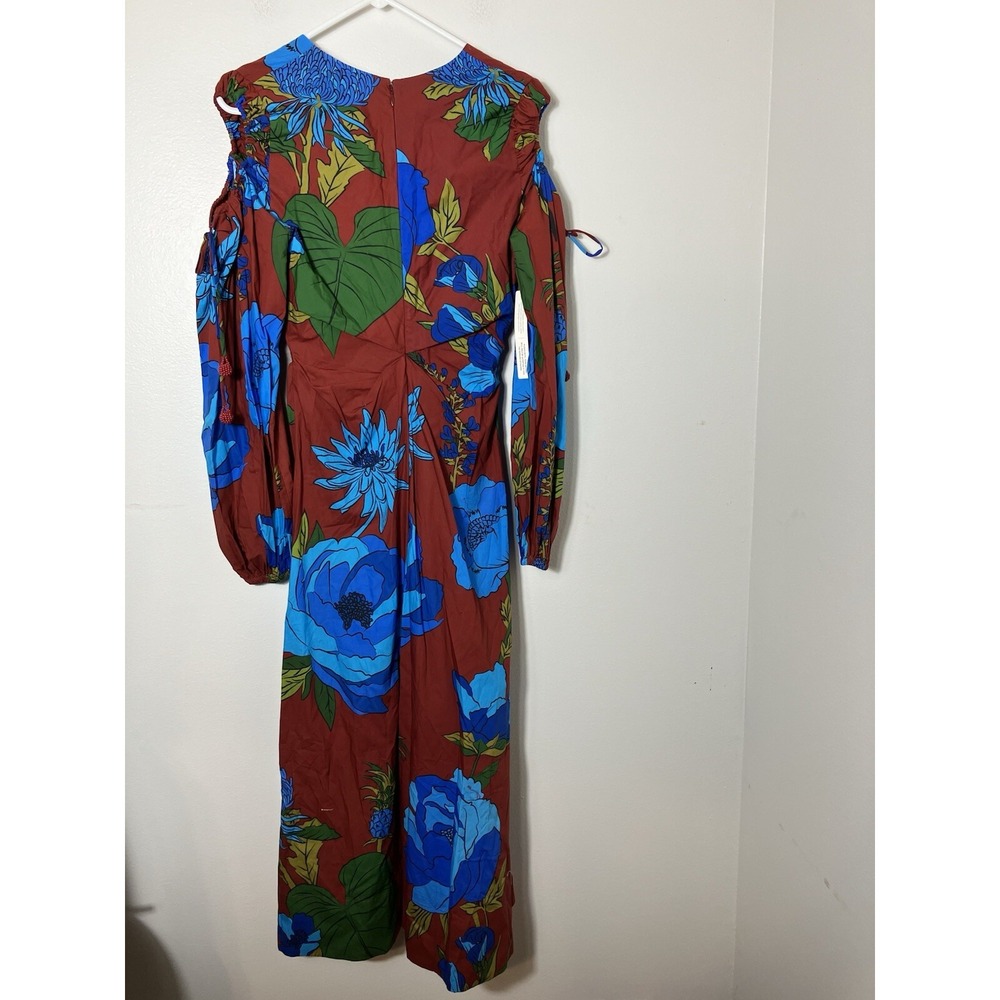 NEWFarm Rio Maxi Long Sleeve V Neck Dress Sz XS Floral Cold Sholder Boho Casual - Picture 7 of 14